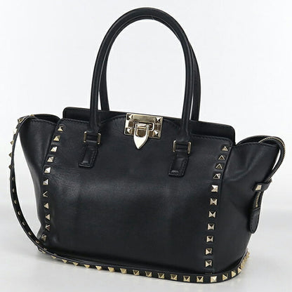 中古 ヴァレンティノ ハンドバッグ レディース ブランド VALENTINO ロックスッタッズ 2WAYハンドバッグ レザー ブラック バッグ USDVA98666011