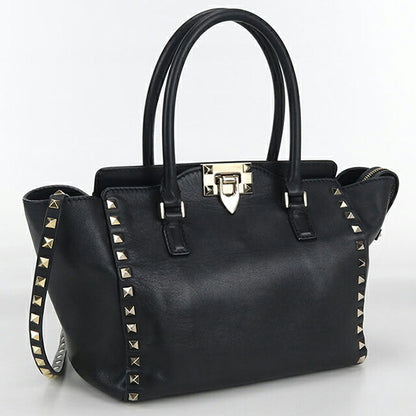中古 ヴァレンティノ ハンドバッグ レディース ブランド VALENTINO ロックスッタッズ 2WAYハンドバッグ レザー ブラック バッグ USDVA98666011