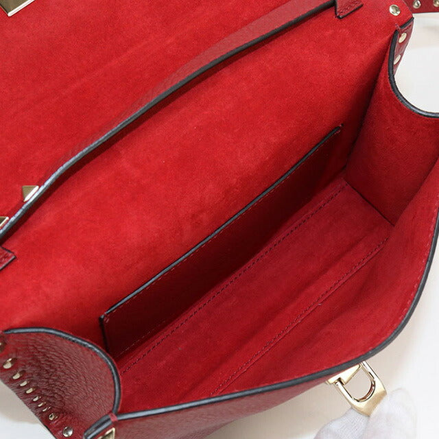 VALENTINO ヴァレンティノ　ロックスダッズレザー　ショルダーバッグ　赤 VALENTINO/ヴァレンティノ ガラヴァーニ ロックスタッズ