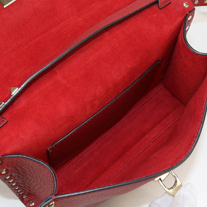 中古 ヴァレンティノ 斜め掛け ショルダーバッグ レディース ブランド VALENTINO ロックスタッズ レザー レッド バッグ USDVA99850011