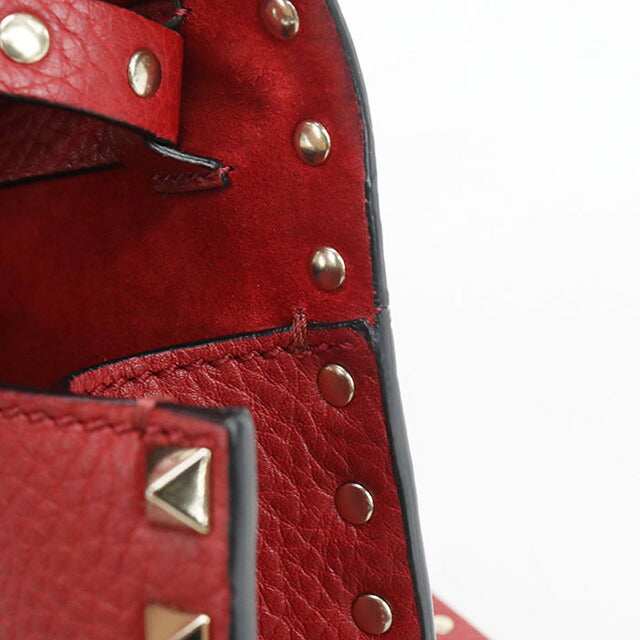 中古 ヴァレンティノ 斜め掛け ショルダーバッグ レディース ブランド VALENTINO ロックスタッズ レザー レッド バッグ USDVA99850011