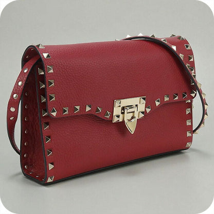 中古 ヴァレンティノ 斜め掛け ショルダーバッグ レディース ブランド VALENTINO ロックスタッズ レザー レッド バッグ USDVA99850011