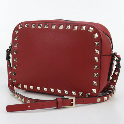 中古 ヴァレンティノ 斜め掛け ショルダーバッグ レディース ブランド VALENTINO ロックスタッズ レザー レッド バッグ USDVA99851011
