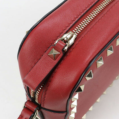 中古 ヴァレンティノ 斜め掛け ショルダーバッグ レディース ブランド VALENTINO ロックスタッズ レザー レッド バッグ USDVA99851011