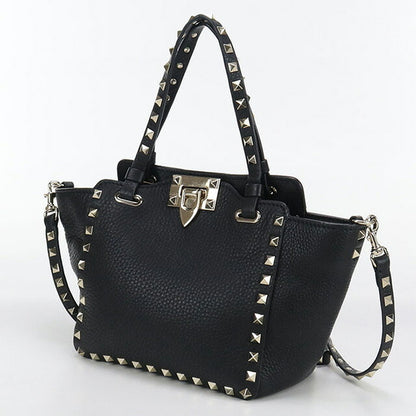 中古 ヴァレンティノ ハンドバッグ レディース ブランド VALENTINO ロックスタッズ 2WAY レザー ブラック バッグ USDVA99853011