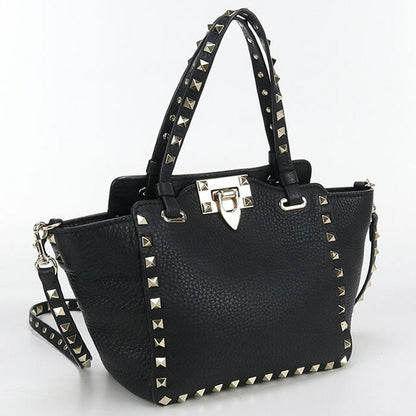 中古 ヴァレンティノ ハンドバッグ レディース ブランド VALENTINO ロックスタッズ 2WAY レザー ブラック バッグ USDVA99853011