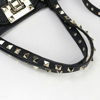 中古 ヴァレンティノ ハンドバッグ レディース ブランド VALENTINO ロックスタッズ 2WAY レザー ブラック バッグ USDVA99853011