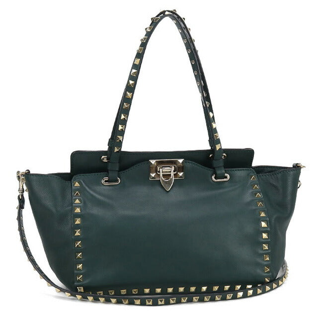 中古 ヴァレンティノ トートバッグ レディース ブランド VALENTINO 2WAY レザー グリーン バッグ USDVA99884011