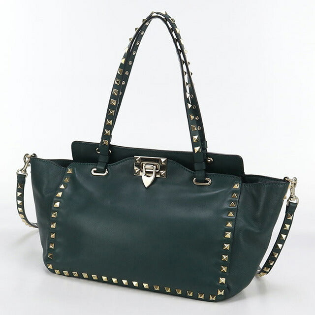 中古 ヴァレンティノ トートバッグ レディース ブランド VALENTINO 2WAY レザー グリーン バッグ USDVA99884011