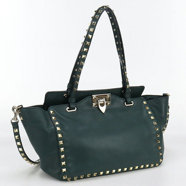 中古 ヴァレンティノ トートバッグ レディース ブランド VALENTINO 2WAY レザー グリーン バッグ USDVA99884011