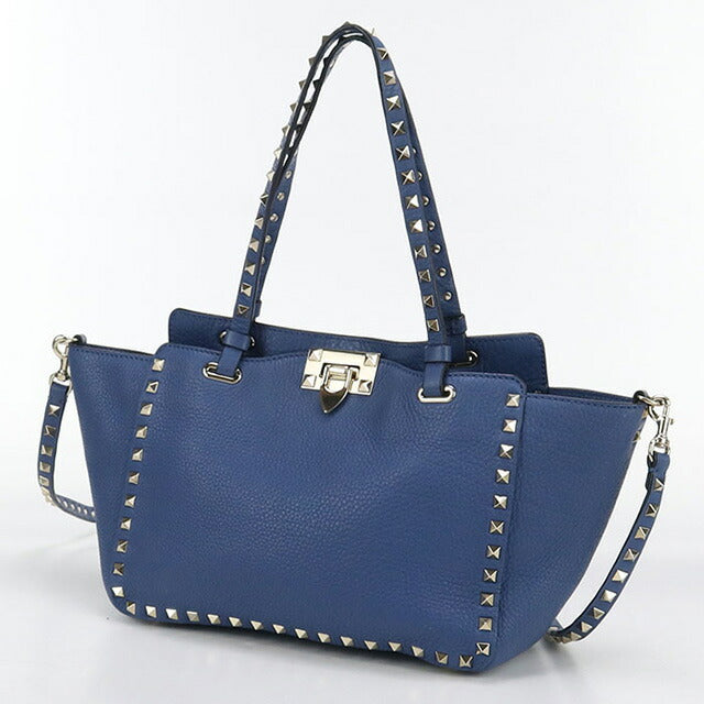 中古 ヴァレンティノ トートバッグ レディース ブランド VALENTINO 2WAY レザー ブルー バッグ USDVA99923011