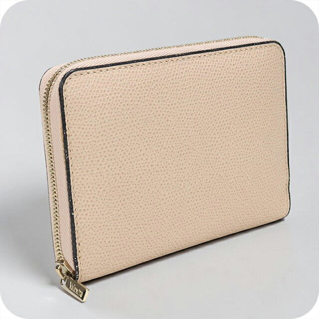 中古 ヴァレクストラ 二つ折り財布 二折財布 レディース ブランド VALEXTRA ラウンドジップ ウォレット ベージュ USDVX114468011
