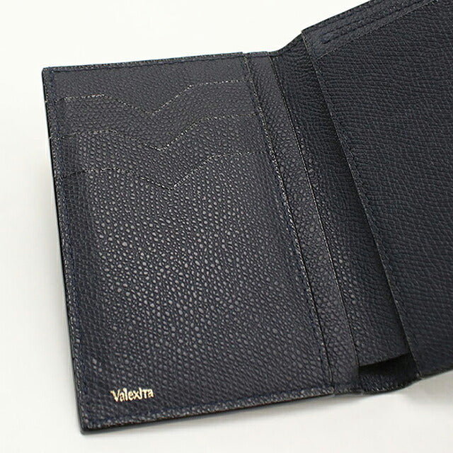 中古 ヴァレクストラ 三つ折り財布 三折財布 コンパクト ユニセックス ブランド VALEXTRA イジィデ  ネイビー USDVX118573011
