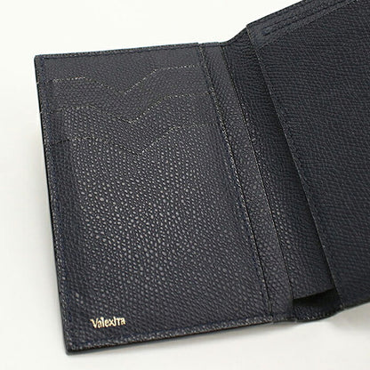 中古 ヴァレクストラ 三つ折り財布 三折財布 コンパクト ユニセックス ブランド VALEXTRA イジィデ  ネイビー USDVX118573011