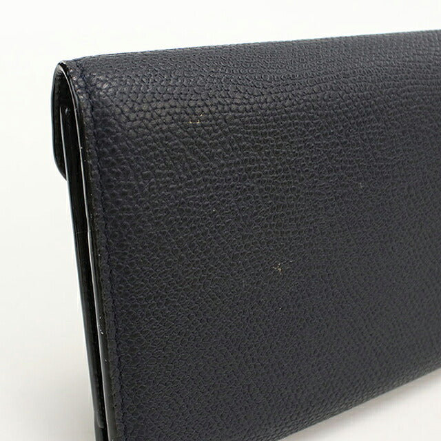 中古 ヴァレクストラ 三つ折り財布 三折財布 コンパクト ユニセックス ブランド VALEXTRA イジィデ  ネイビー USDVX118573011