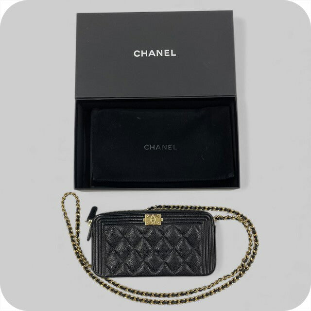 【中古】 シャネル ショルダーバッグ レディース ブランド CHANEL ボーイシャネルチェーンウォレットBLK B A84069 ブラック 斜めがけ 高級 おしゃれ プレゼント 女性 実用的 かわいい