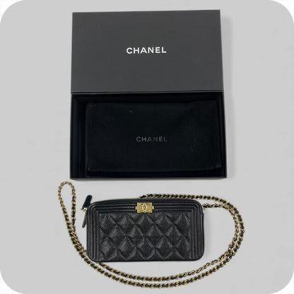 【中古】 シャネル ショルダーバッグ レディース ブランド CHANEL ボーイシャネルチェーンウォレットBLK B A84069 ブラック 斜めがけ 高級 おしゃれ プレゼント 女性 実用的 かわいい