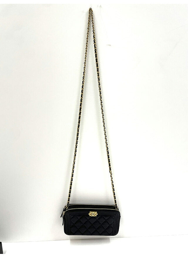 【中古】 シャネル ショルダーバッグ レディース ブランド CHANEL ボーイシャネルチェーンウォレットBLK B A84069 ブラック 斜めがけ 高級 おしゃれ プレゼント 女性 実用的 かわいい