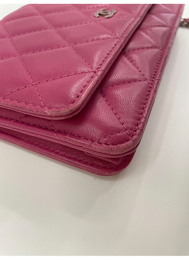 【中古】 シャネル ショルダーバッグ レディース ブランド CHANEL ラムチェーンウォレット PNK B A33814 ピンク 斜めがけ 高級 おしゃれ プレゼント 女性 実用的 かわいい