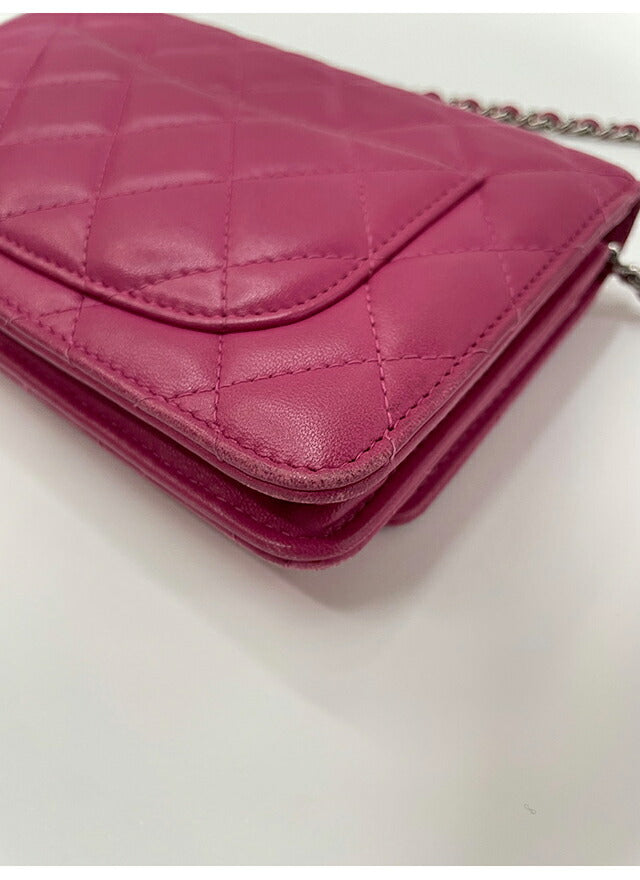 【中古】 シャネル ショルダーバッグ レディース ブランド CHANEL ラムチェーンウォレット PNK B A33814 ピンク 斜めがけ 高級 おしゃれ プレゼント 女性 実用的 かわいい