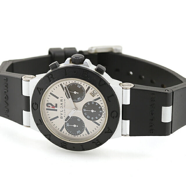 中古 美品 クロノ訳アリ ブルガリ BVLGARI アルミニウム クロノグラフ