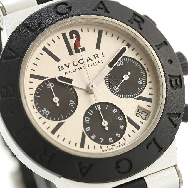 中古 美品 クロノ訳アリ ブルガリ BVLGARI アルミニウム クロノグラフ