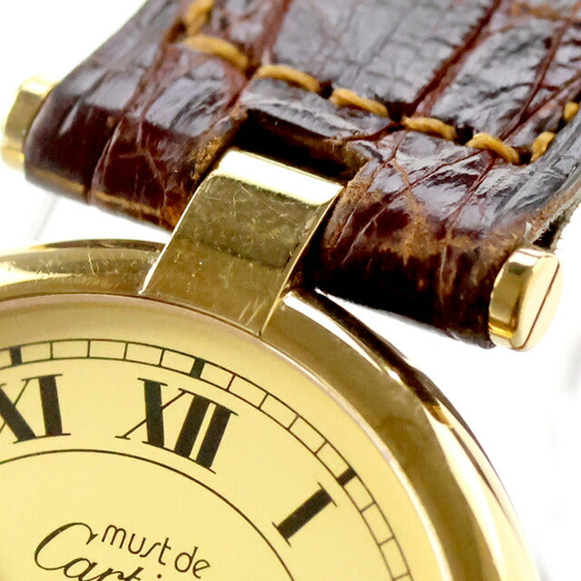 Used Cartier Must Vendome LM Vermeil Silver 925 Solid Silver 590003 Analog Watch Brand Unisex UW-CA-OT-00003