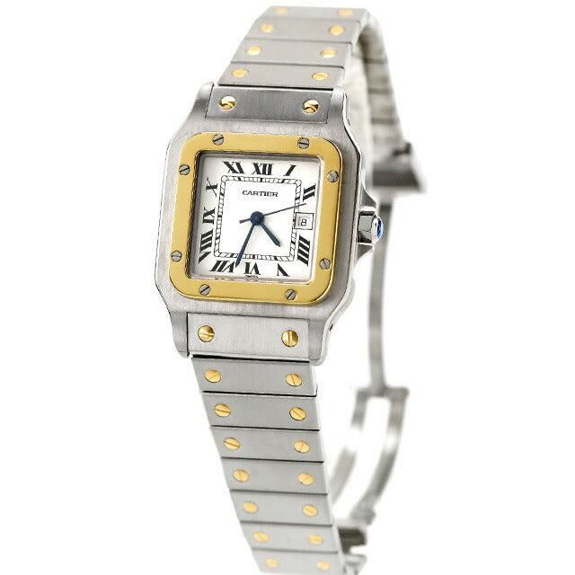 中古 OH済 カルティエ Cartier サントス・ガルベ K18コンビ ボーイズ ユニセックス 1172961 アナログ 腕時計 ブランド レディース ホワイト UW-CA-ST-00001