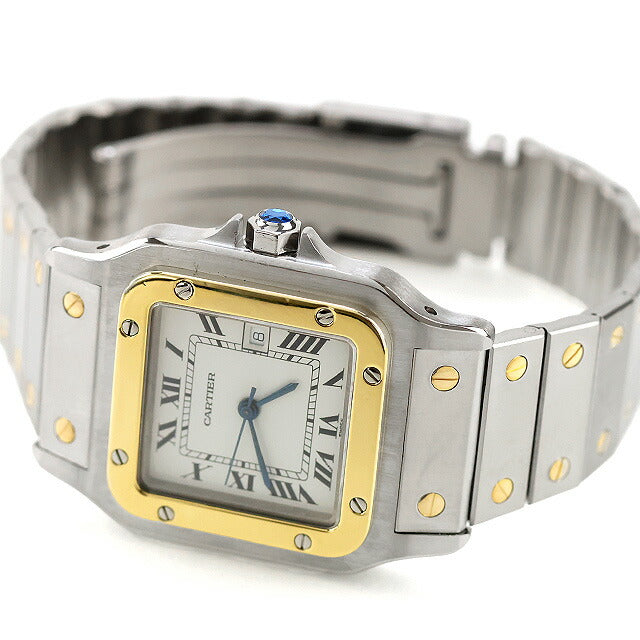 中古 OH済 カルティエ Cartier サントス・ガルベ K18コンビ ボーイズ ユニセックス 1172961 アナログ 腕時計 ブランド レディース ホワイト UW-CA-ST-00001