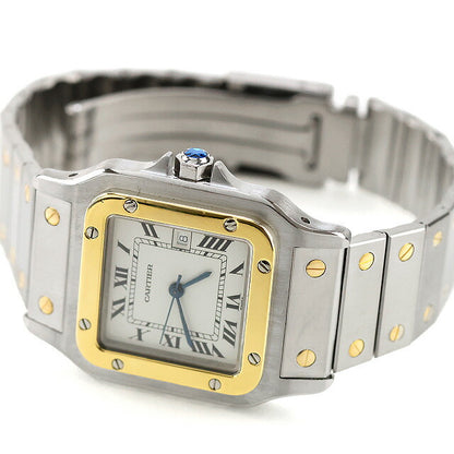 中古 OH済 カルティエ Cartier サントス・ガルベ K18コンビ ボーイズ ユニセックス 1172961 アナログ 腕時計 ブランド レディース ホワイト UW-CA-ST-00001
