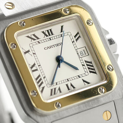 中古 OH済 カルティエ Cartier サントス・ガルベ K18コンビ ボーイズ ユニセックス 1172961 アナログ 腕時計 ブランド レディース ホワイト UW-CA-ST-00001