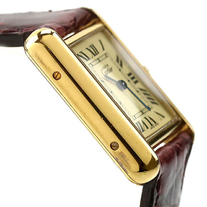 Used Cartier Must Tank Vermeil MM Roman Index Genuine Belt Silver 925 2415 Watch Brand Ladies UW-CA-TK-00004