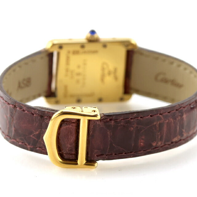 Used Cartier Must Tank Vermeil MM Roman Index Genuine Belt Silver 925 2415 Watch Brand Ladies UW-CA-TK-00004
