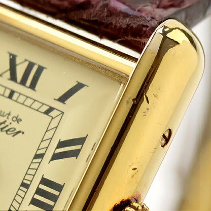 Used Cartier Must Tank Vermeil MM Roman Index Genuine Belt Silver 925 2415 Watch Brand Ladies UW-CA-TK-00004