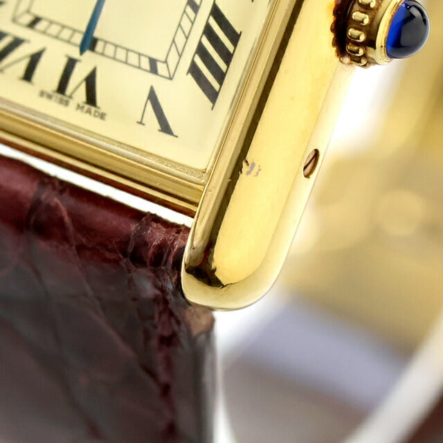 Used Cartier Must Tank Vermeil MM Roman Index Genuine Belt Silver 925 2415 Watch Brand Ladies UW-CA-TK-00004