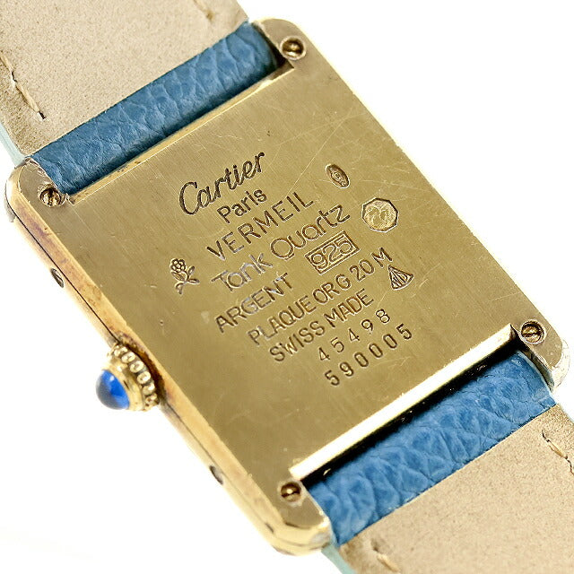 Used Cartier Must Tank Vermeil LM Vertical Roman Silver 925 External Belt Unused 590005 Watch Brand Ladies UW-CA-TK-00005