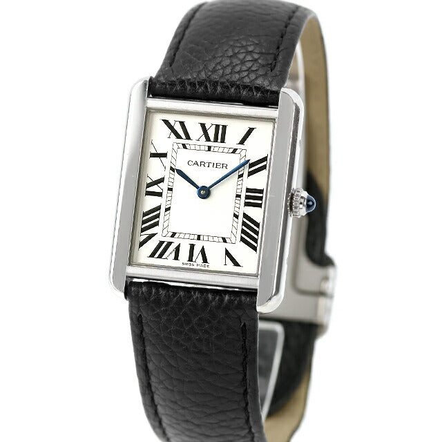 中古 カルティエ Cartier タンク ソロ WSTA0028 ラージ クォーツ LM WSTA0028 アナログ 腕時計 ブランド メンズ シルバー ブラック UW-CA-TK-00006