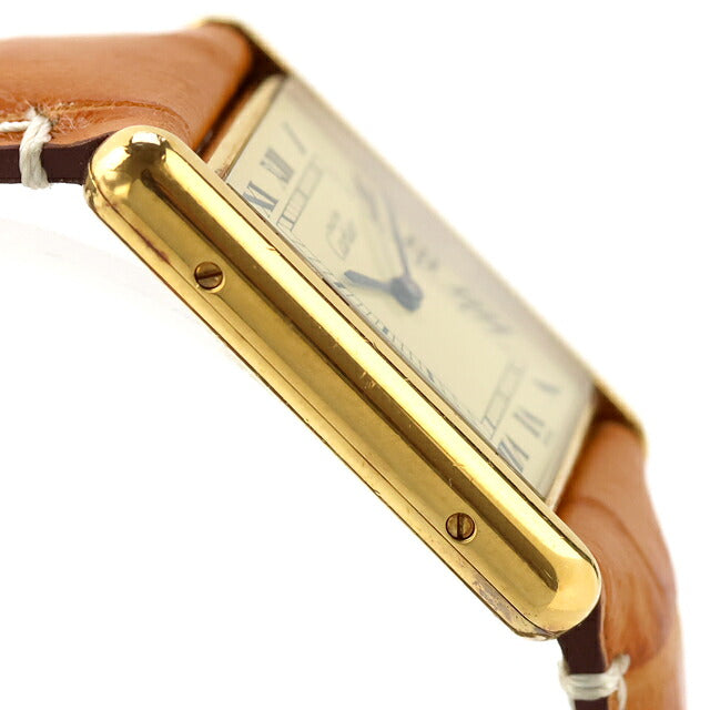 中古 カルティエ Cartier マストタンク ヴィルメイユ LM ゴールド ローマ 銀無垢 針回し訳アリ品 681006 アナログ 腕時計 ブランド メンズ UW-CA-TK-00008