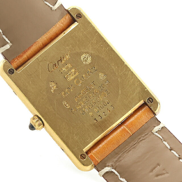 中古 カルティエ Cartier マストタンク ヴィルメイユ LM ゴールド ローマ 銀無垢 針回し訳アリ品 681006 アナログ 腕時計 ブランド メンズ UW-CA-TK-00008