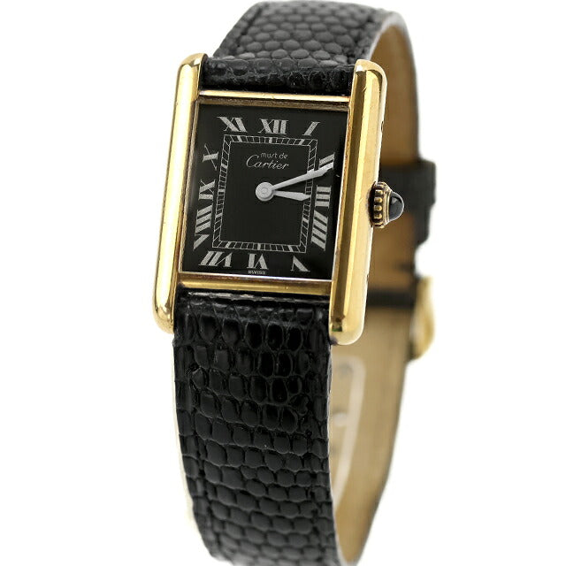 中古 カルティエ Cartier マストタンク SM ヴェルメイユ ローマ ブラック SV925 純正ベルト マストタンクSM アナログ 腕時計 レディース UW-CA-TK-00009