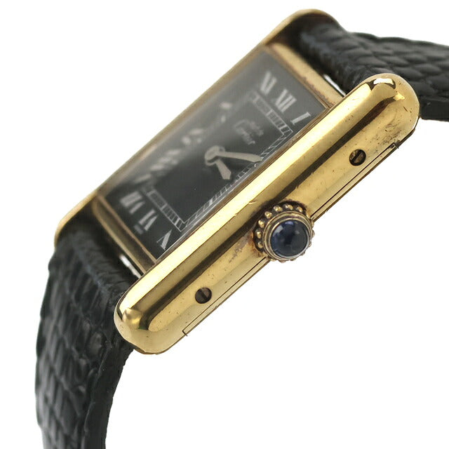 中古 カルティエ Cartier マストタンク SM ヴェルメイユ ローマ ブラック SV925 純正ベルト マストタンクSM アナログ 腕時計 レディース UW-CA-TK-00009