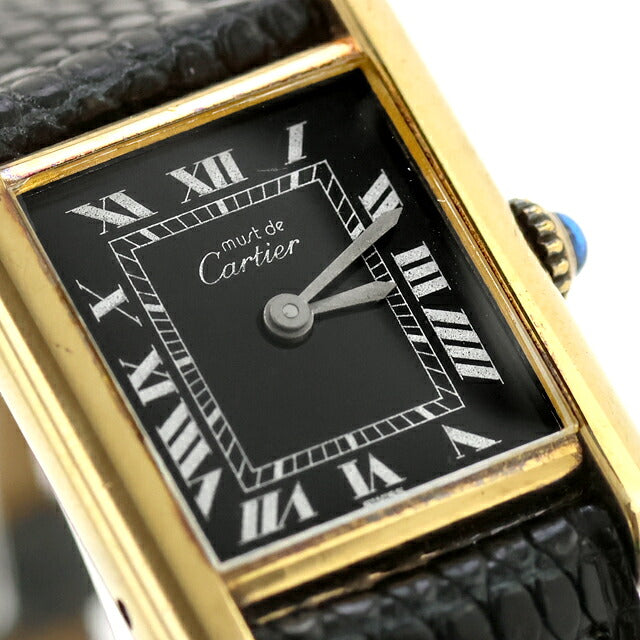中古 カルティエ Cartier マストタンク SM ヴェルメイユ ローマ ブラック SV925 純正ベルト マストタンクSM アナログ 腕時計 レディース UW-CA-TK-00009
