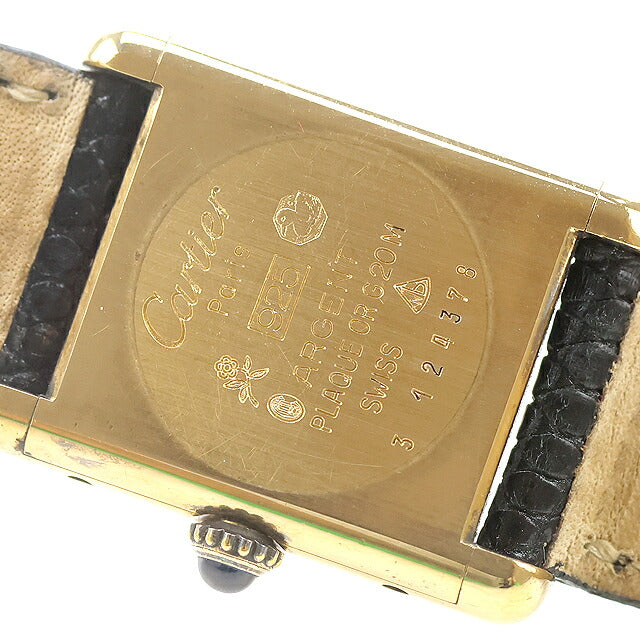 中古 カルティエ Cartier マストタンク SM ヴェルメイユ ローマ ブラック SV925 純正ベルト マストタンクSM アナログ 腕時計 レディース UW-CA-TK-00009
