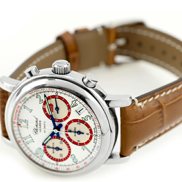 中古 ベルト交換済 ショパール Chopard ミッレミリア クロノグラフ デイト 16/8316 アナログ 腕時計 ブランド メンズ ホワイト 白 UW-CP-MM-00001