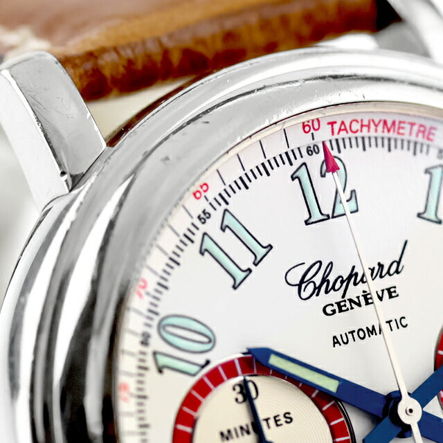 中古 ベルト交換済 ショパール Chopard ミッレミリア クロノグラフ デイト 16/8316 アナログ 腕時計 ブランド メンズ ホワイト 白 UW-CP-MM-00001