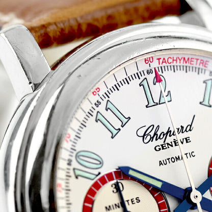 中古 ベルト交換済 ショパール Chopard ミッレミリア クロノグラフ デイト 16/8316 アナログ 腕時計 ブランド メンズ ホワイト 白 UW-CP-MM-00001