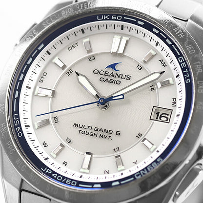 中古 カシオ CASIO オシアナス マルチバンド6 OCEANUS チタン OCW-T100TD-7AJF アナログ 腕時計 ブランド メンズ ホワイト 白 UW-CS-OS-00002