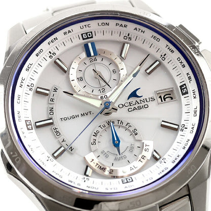 中古 カシオ CASIO オシアナス マルチバンド6 OCEANUS チタン OCW-T1000-7AJF アナログ 腕時計 ブランド メンズ ホワイト 白 UW-CS-OS-00003