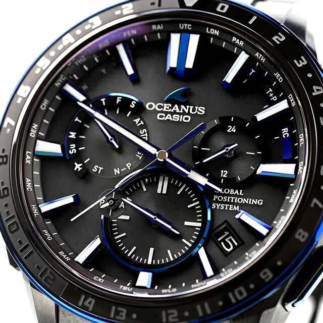 中古 カシオ CASIO オシアナス GPSハイブリッド電波ソーラー ブラックチタン セラミックベゼル OCW-G1200B-1JF アナログ 腕時計 ブランド メンズ UW-CS-OS-00004