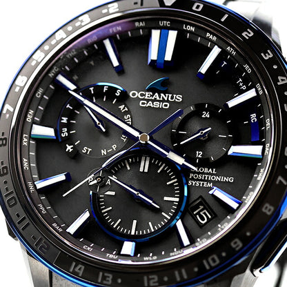 中古 カシオ CASIO オシアナス GPSハイブリッド電波ソーラー ブラックチタン セラミックベゼル OCW-G1200B-1JF アナログ 腕時計 ブランド メンズ UW-CS-OS-00004